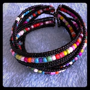 Beautiful woman’s homemade beaded bracelet